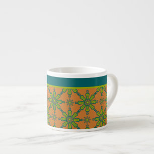 Striped Tribal Rust, Green, Teal Espresso Mug
