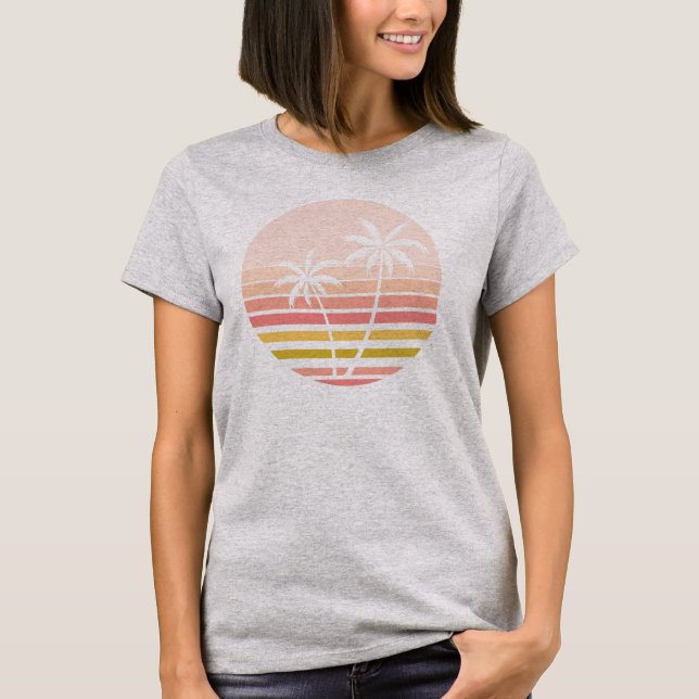 Striped Tropical Palm Trees T-Shirt (Front)