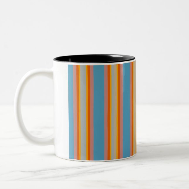Striped Two-Tone Mug, 15 oz Two-Tone Coffee Mug (Left)