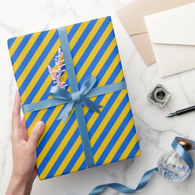Striped Ukraine Flag Blue And Yellow Gift Wrapping Paper (Gifting)