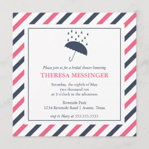 Striped Umbrella Bridal Shower Invitation