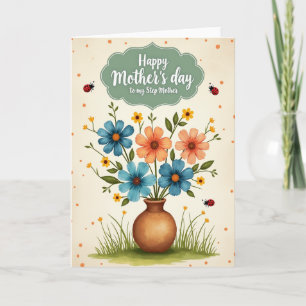 Striped Vase Of Blooms Card