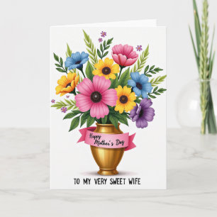 Striped Vase Of Flowers Card