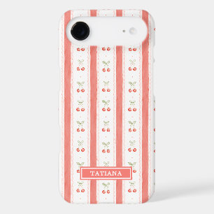 Striped Watercolor Cherries Monogrammed