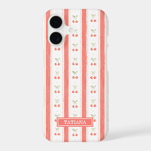 Striped Watercolor Cherries Monogrammed