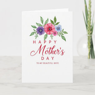 Striped Watercolor Wife Day Card