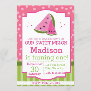 Striped Watermelon Birthday Invitation