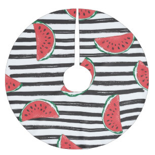 Striped watermelon, vintage seamless pattern. brushed polyester tree skirt