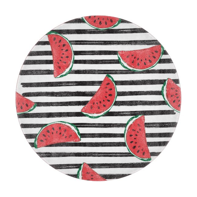 Striped watermelon, vintage seamless pattern. cutting board (Front)