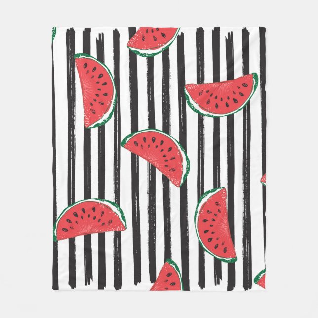 Striped watermelon, vintage seamless pattern. fleece blanket (Front)