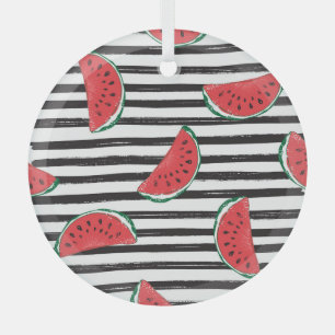 Striped watermelon, vintage seamless pattern. glass tree decoration