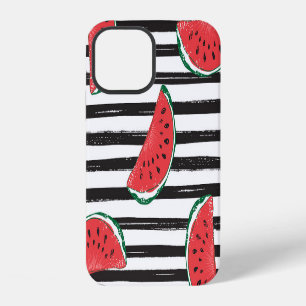 Striped watermelon, vintage seamless pattern. iPhone 12 case