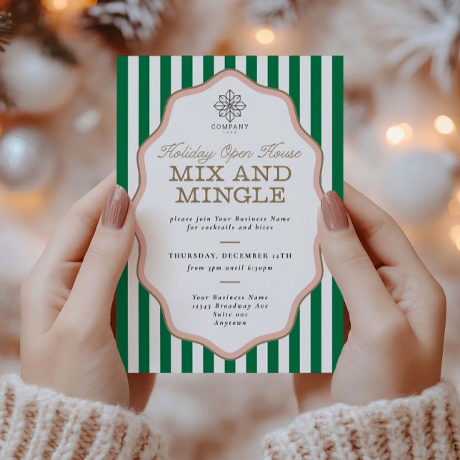 Striped Wavy Frame Business Holiday Party Invite (Creator Uploaded)