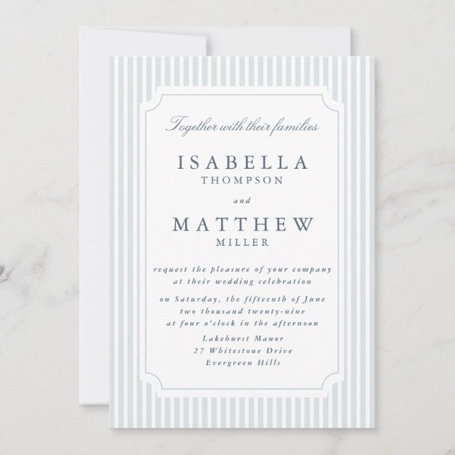 Striped Wedding Invitation Curved Frame (Front)