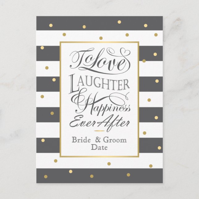 Striped wedding invitation design postcard (Front)