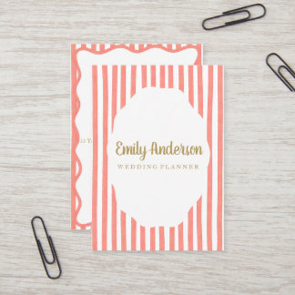 striped whimsical business card