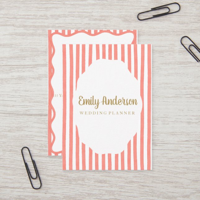 striped whimsical business card (Front/Back In Situ)