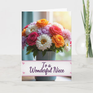 Striped Wonderful Niece Floral Card