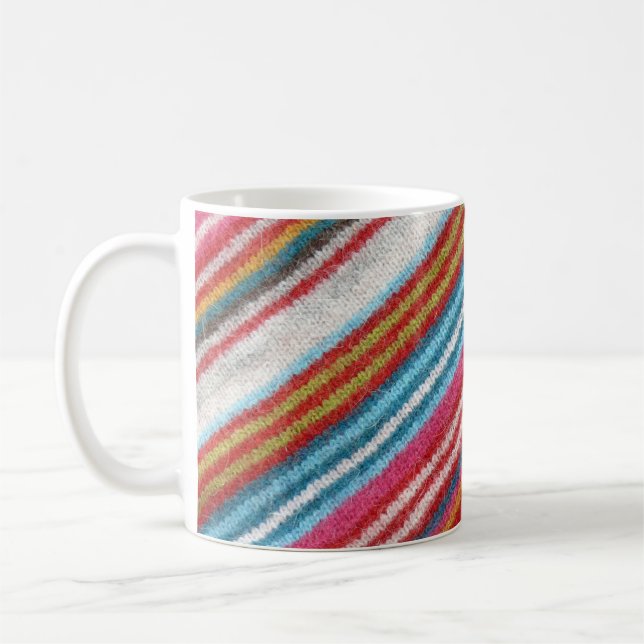 Striped woollen fabric: cosy, stylish coffee mug (Left)