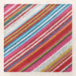 Striped woollen fabric: cosy, stylish glass coaster