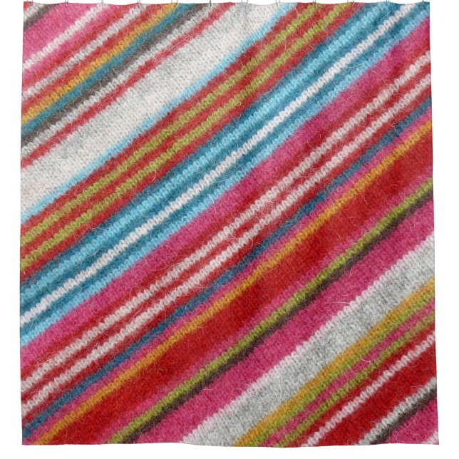 Striped woollen fabric: cosy, stylish shower curtain (Front)