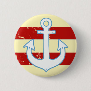 striped yachting anchor 6 cm round badge