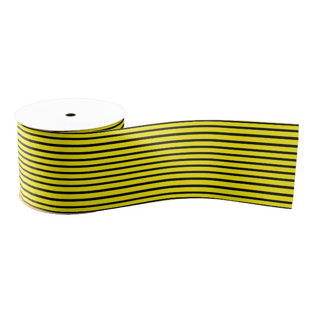 Striped Yellow and Black Grosgrain Ribbon (Spool)