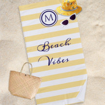 Striped Yellow and White Coastal Beach Vibes