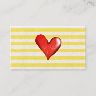 Striped Yellow Business Cards Heart