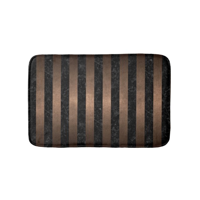 STRIPES1 BLACK MARBLE & BRONZE METAL BATH MAT (Front)