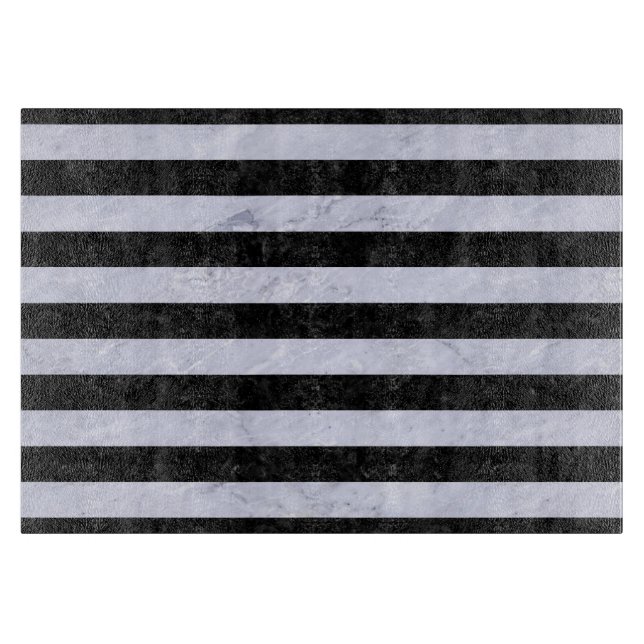 STRIPES2 BLACK MARBLE & WHITE MARBLE CUTTING BOARD (Front)