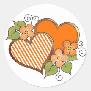 Stripes-002 Orange Classic Round Sticker