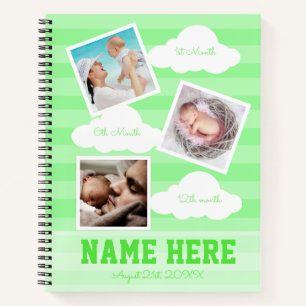 Stripes 1st birthday Baby Milestone Guest Book 