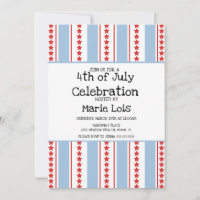 Stripes 4th of July Large Stars Red Blue