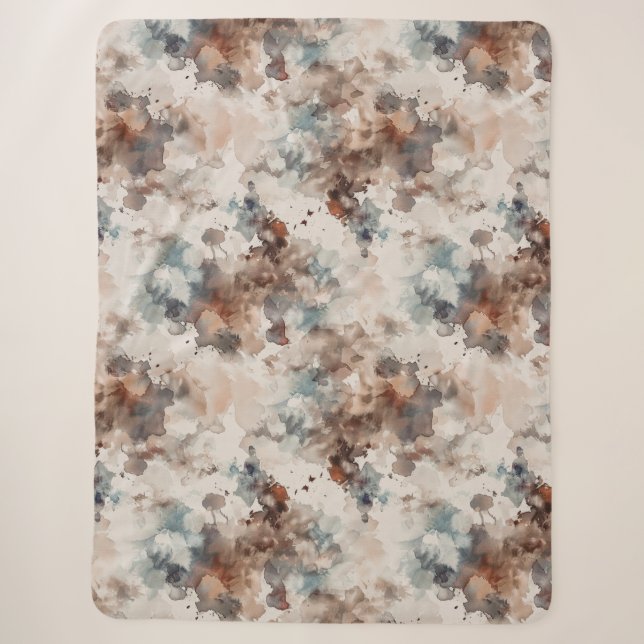 Stripes Abstract Blue Cream Brown   Sherpa Blanket (Front)