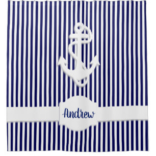 Stripes & Anchor Custom Shower Curtain