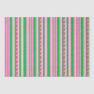 Stripes and Abstract Planets, Rose Pink and Green Tissue Paper