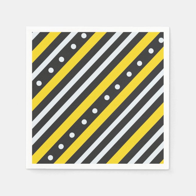 Stripes and bubbles yellow black napkin (Front)