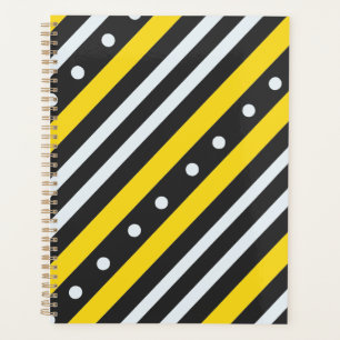 Stripes and bubbles yellow black planner