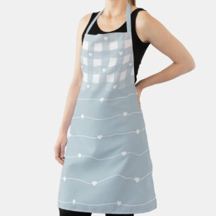Stripes and Chequered Hearts Pattern Apron