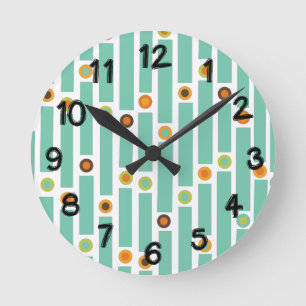 Stripes and Circles  Round Clock