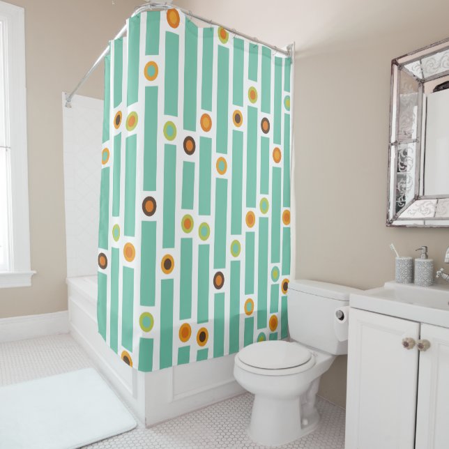 Stripes and Circles Shower Curtain (In Situ)
