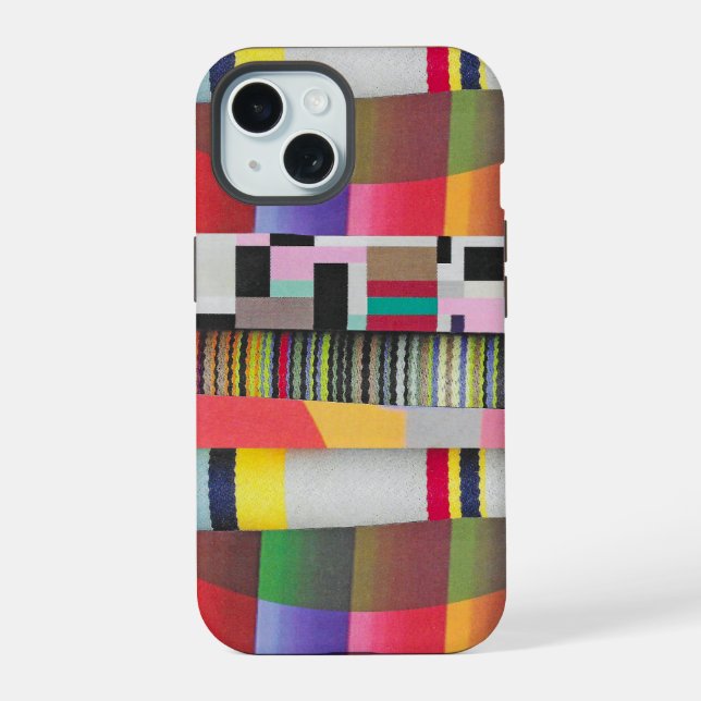 stripes and curves collage iPhone 15 case (Back)