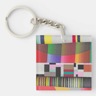 stripes and curves collage key ring