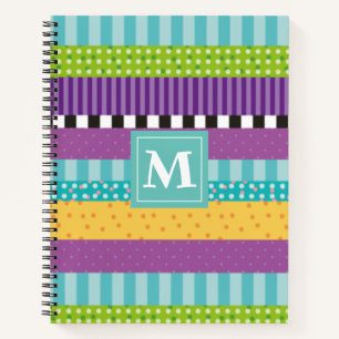 Stripes And Dots Monogram Notebook