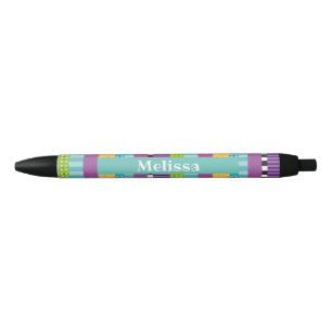 Stripes and Dots Personalised Black Ink Pen
