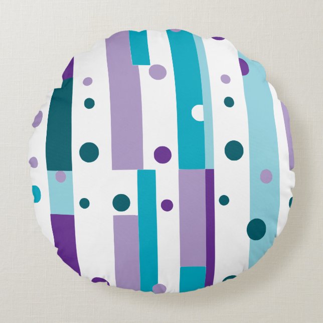 Stripes and dots round cushion (Front)