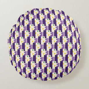 Stripes and dots round cushion