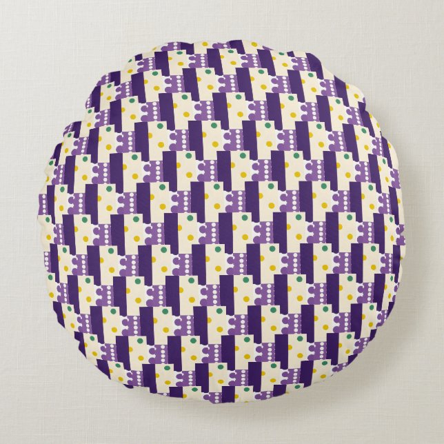 Stripes and dots round cushion (Front)