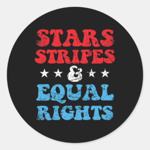 Stripes And Equal Rights 4th July Patriotic Womens Classic Round Sticker